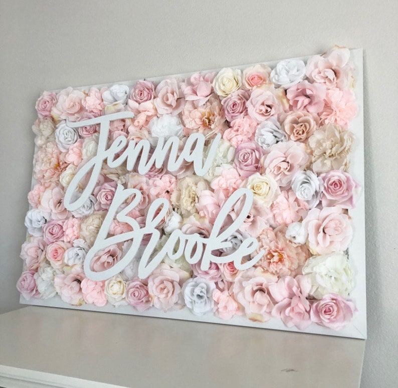 Flower Wall Name Sign Flower Wall Nursery Decor Name Sign Etsy