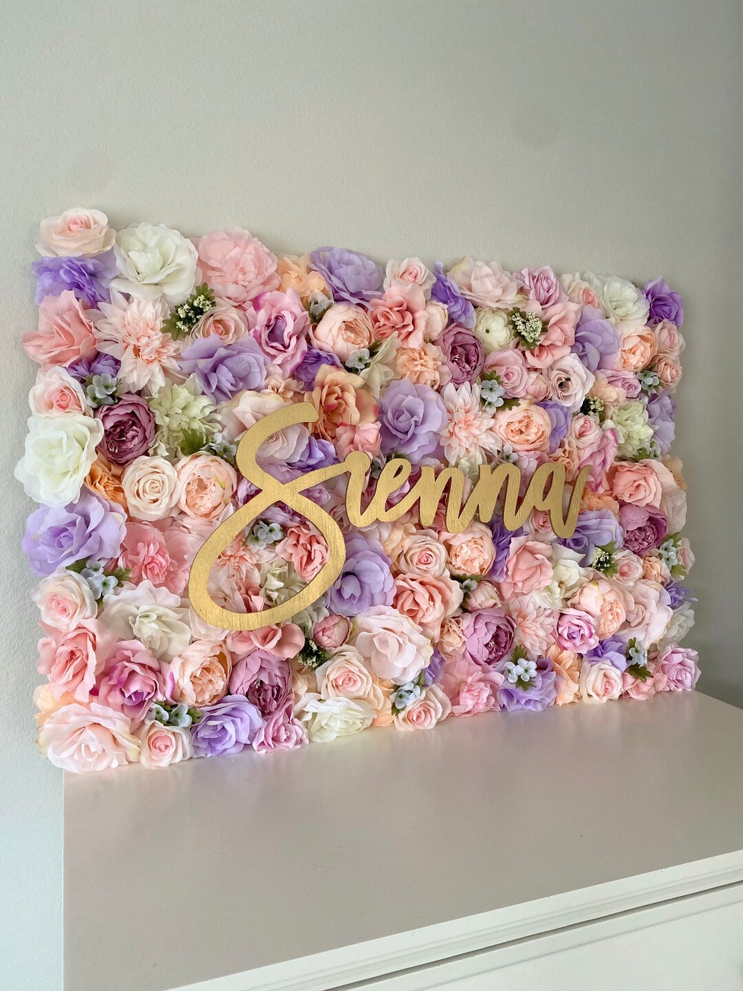 Floral Peony Flower Wall Name Sign Nursery Decor Girl Nursery Etsy