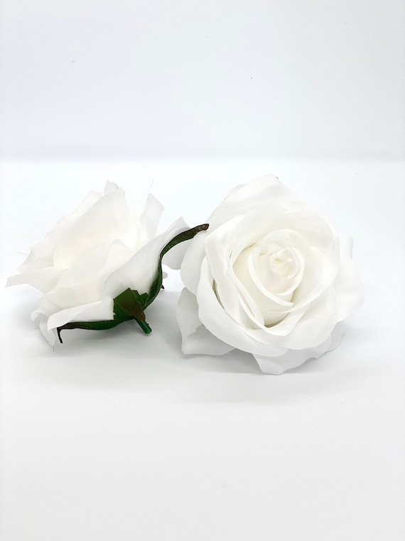 3 Fleur Blanche Artificielle Blanche Tête de Rose - Etsy France