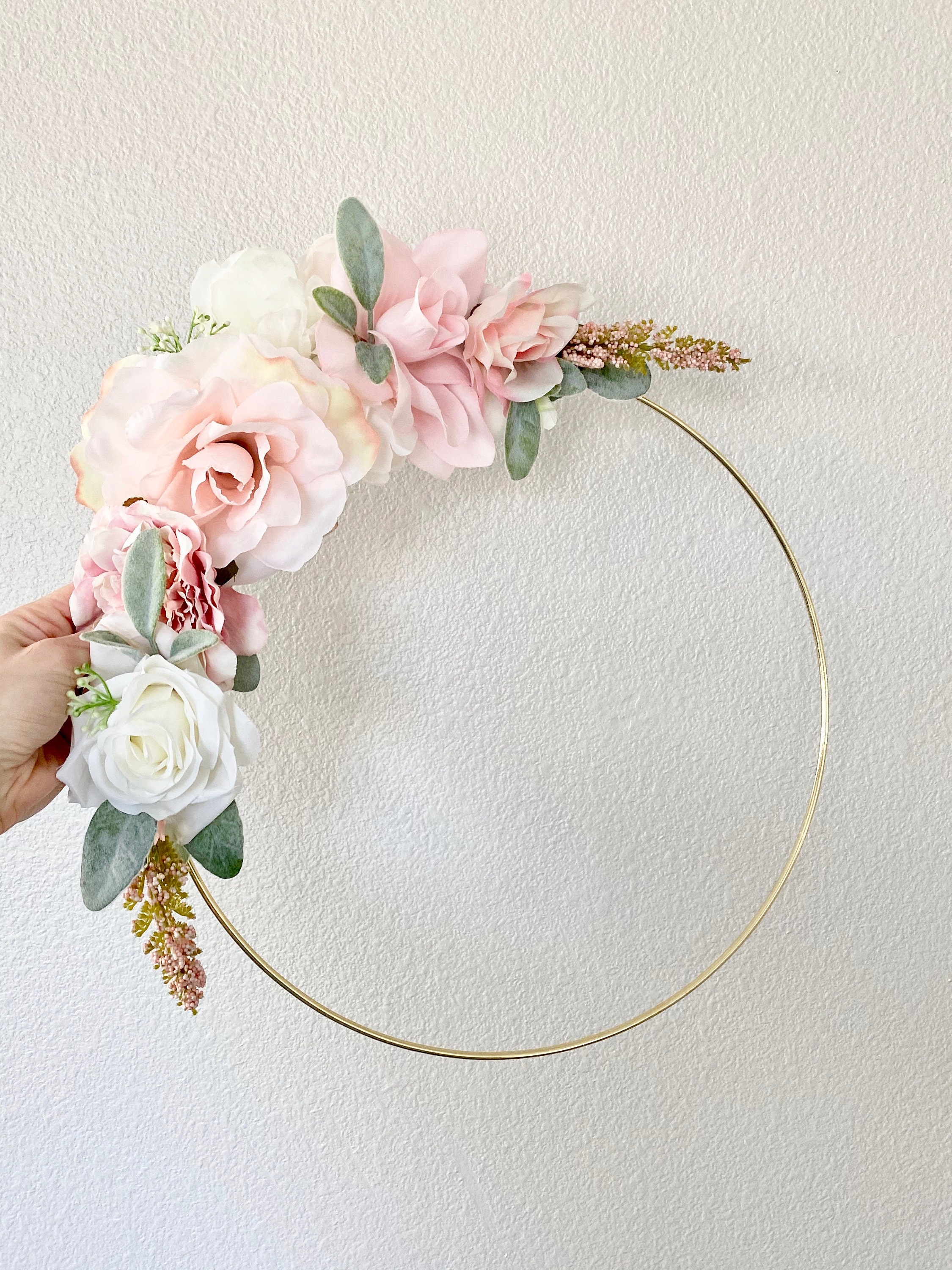 Custom Floral Hoop Wreath Wall Decor Hoop Wreath Nursery Etsy