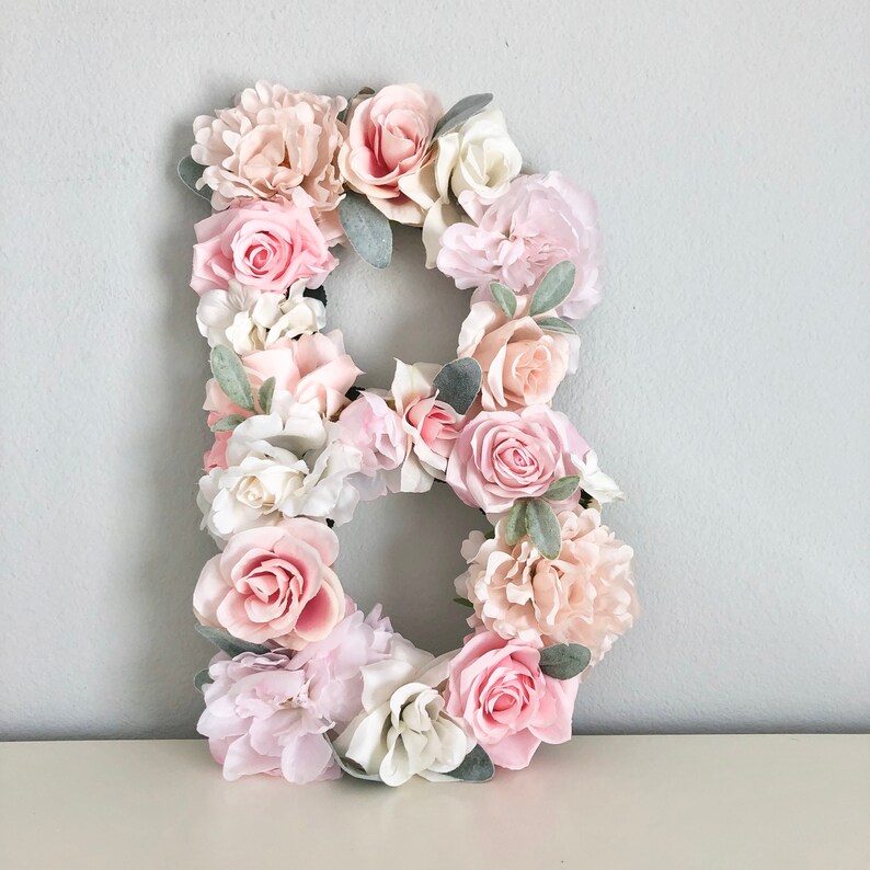 Flower Letter Floral Letter Floral Number Flower Number Blush Nursery Decor Shabby Chic Decor Floral Nursery Baby Shower Flower Wall image 3