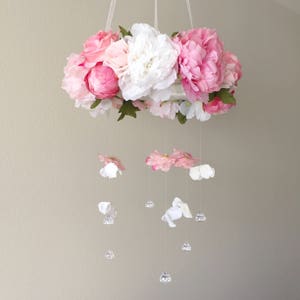 Floral Mobile Baby Mobile Flower Mobile Nursery Mobile Girl Mobile Pink Mobile Baby Girl Gift Baby Shower Gift Baby Christmas Gift image 9