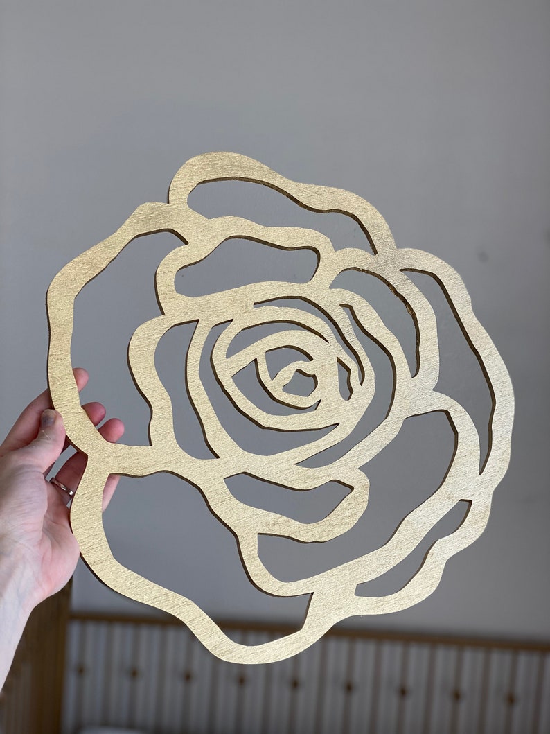Wall Flower Wood Flower Cut Out Rose Flower Wall Decor Etsy