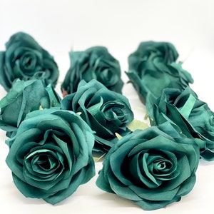 3.5 Emerald Artificial Rose Emerald Rose Dark Green Rose Forest Green Rose Emerald Silk Flower Dark Green Silk Flower Dark Green Emerald image 2