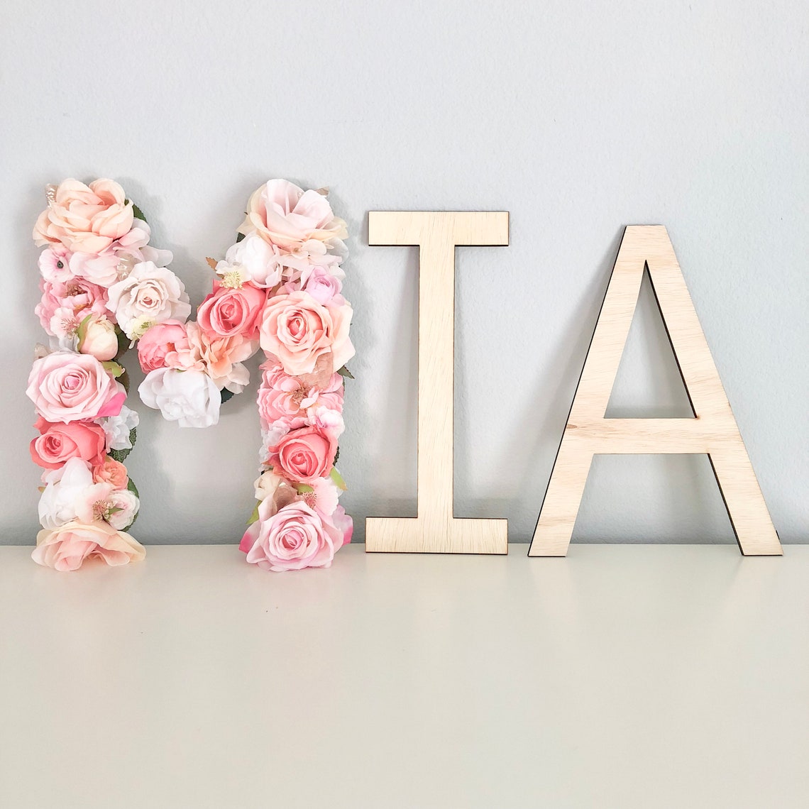 Floral Letter Flower Letter Baby Girl Nursery Wall Art Etsy