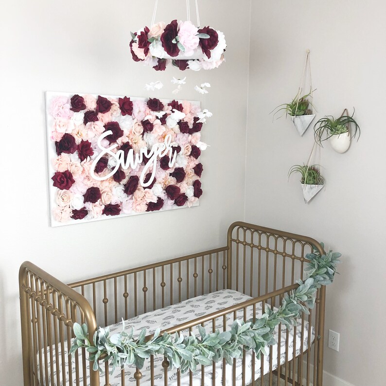 Pink Flower Wall Decor Pink Girl Nursery Decor Girl Baby Etsy