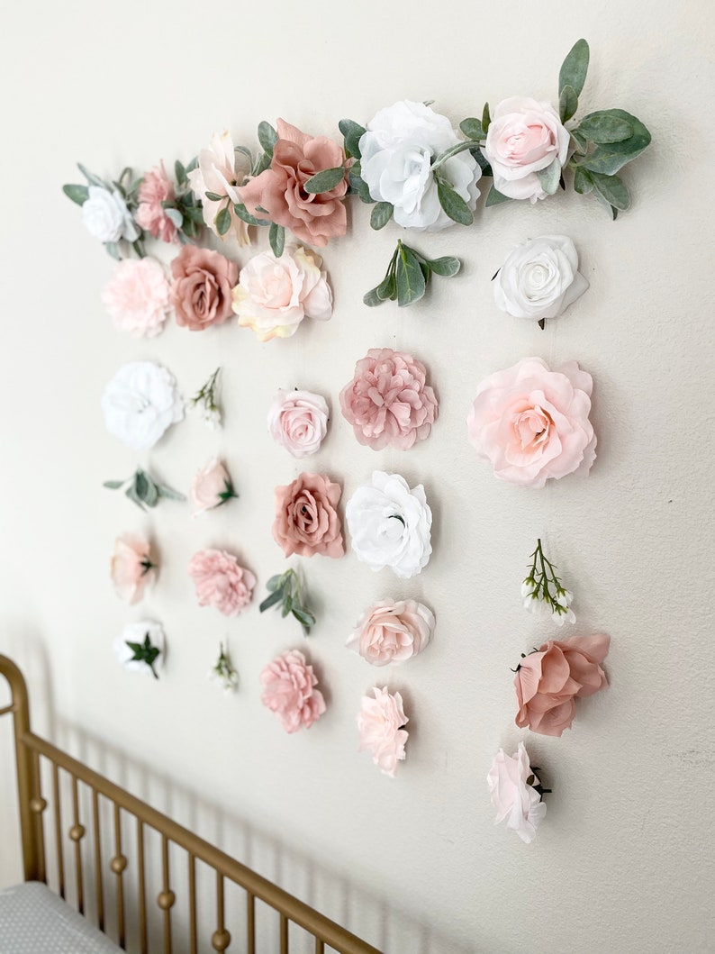 Blush Pink Floral Hanging Wall Flower Wall Art Floral Wall Etsy