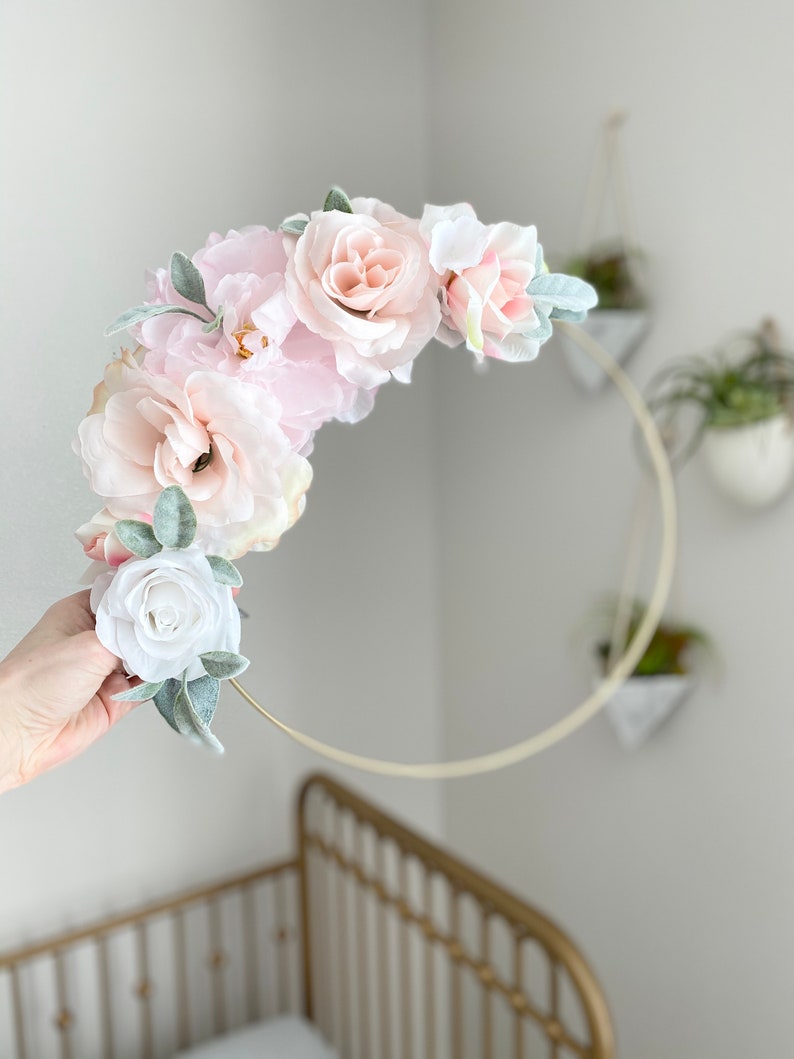 Pale Pink Nursery Wall Decor Pale Pink Peony Hoop Wreath Decor Etsy