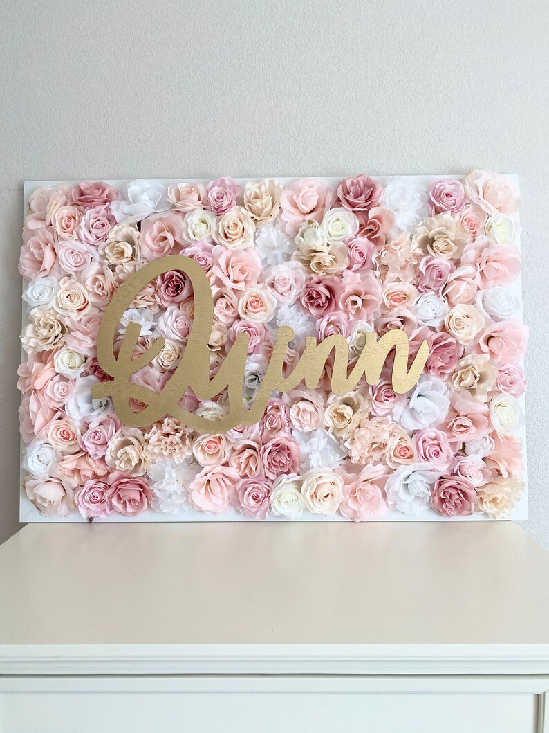 Girl Nursery Flower Wall Decor Baby Girl Name Sign Baby Name Etsy