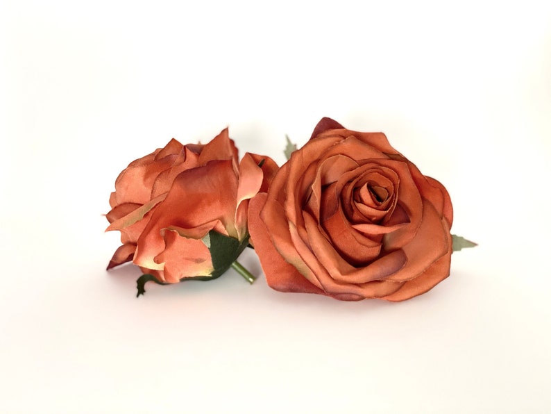 3.5 Burnt Orange Artificial Rose Rust Orange Rose Deep Etsy