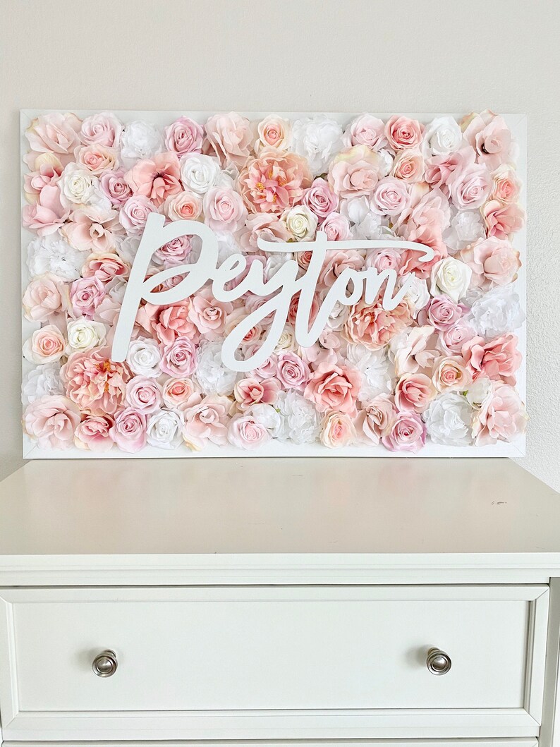 Flower Wall Name Sign Above the Crib Name Sign Nursery Name Etsy