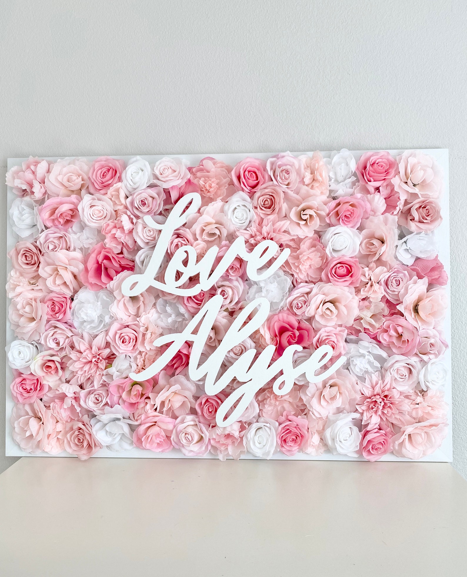 Rose Gold Name Sign Flower Wall Name Decor Floral Letter Etsy