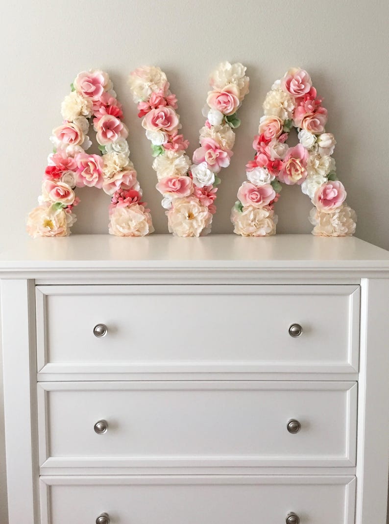 Floral Letter Floral Initial Nursery Letter Flower Letter Nursery Wall Art Baby Gift Shabby Chic Boho Chic Nursery Decor Nursery Art image 5