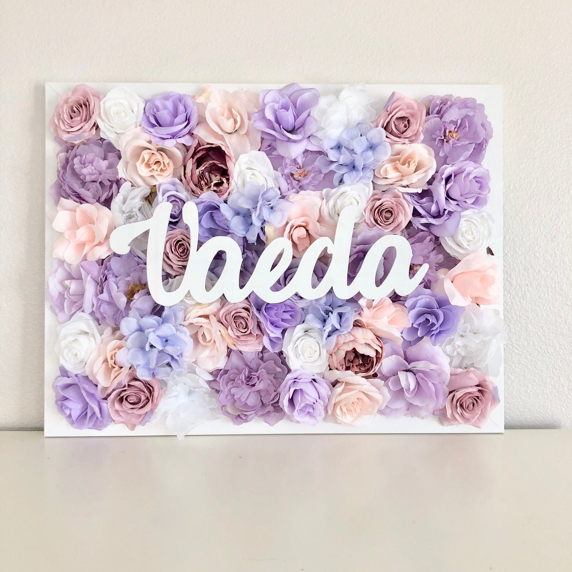 Flower Wall Name Sign Flower Wall Nursery Decor Name Sign Etsy