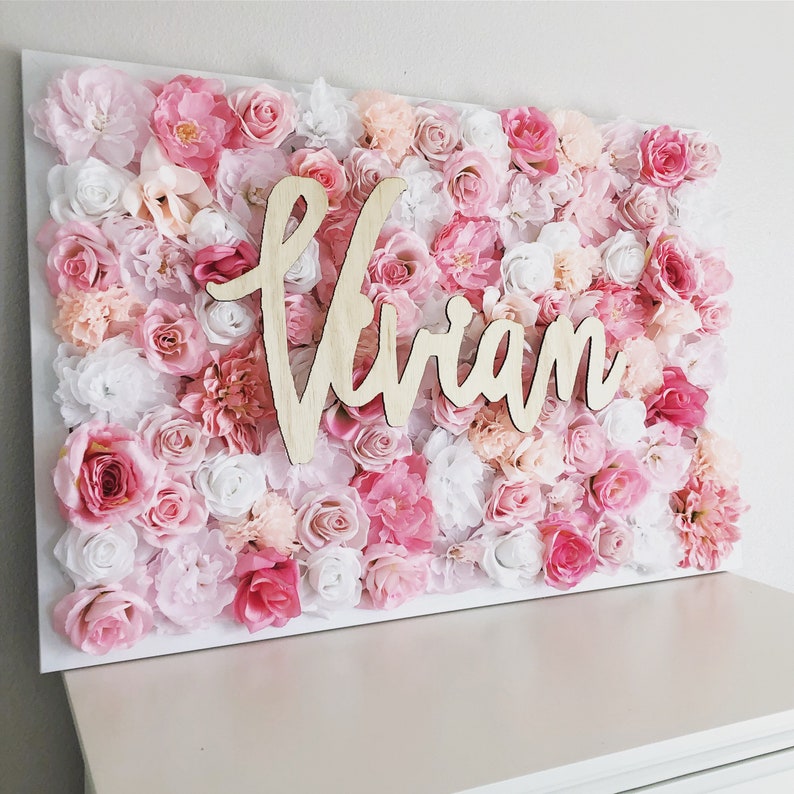 Flower Wall With Name Sign Floral Letter Flower Letter Baby Etsy