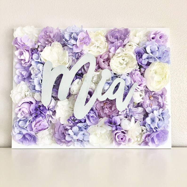 Flower Wall Hanging Flower Wall Name Sign Baby Name Sign Etsy