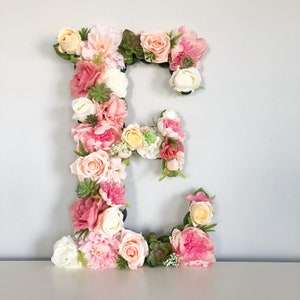 Flower Letter Floral Letter Floral Number Flower Number Blush Nursery Decor Shabby Chic Decor Floral Nursery Baby Shower Flower Wall image 7