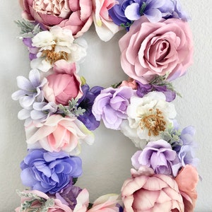 Flower Letter Lavender Room Decor Wedding Name Decor Purple Decor Girl Room Door Decor Door Sign Lavender Wall Decor Floral Letter image 10