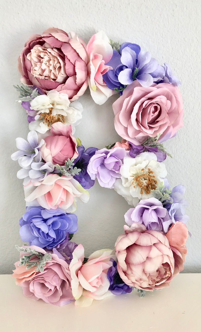 Flower Letter Lavender Room Decor Wedding Name Decor Purple Decor Girl Room Door Decor Door Sign Lavender Wall Decor Floral Letter image 10