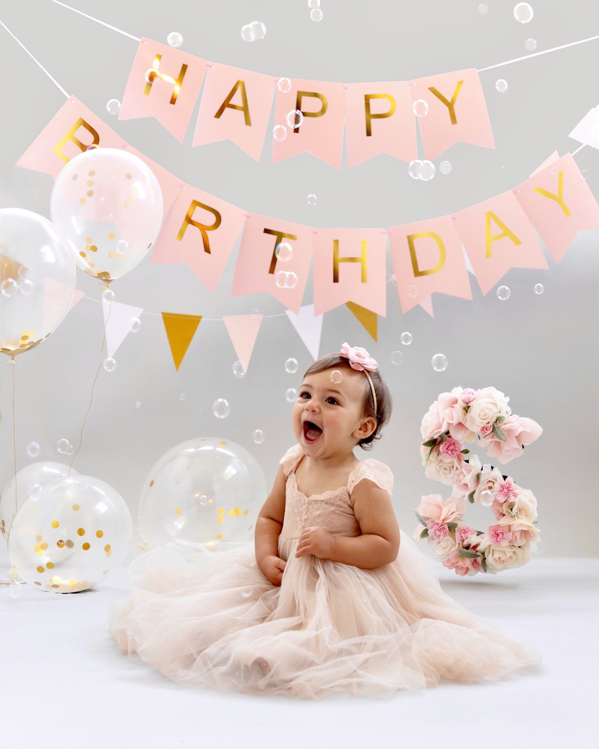 Boîtes de ballons de premier anniversaire pour bébé fille ou bébé garçon,  décorations de 1er anniversaire, accessoire de séance photo de premier