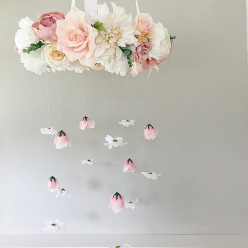 Blush Nursery Mobile Baby Girl Mobile Crib Mobile Floral - Etsy