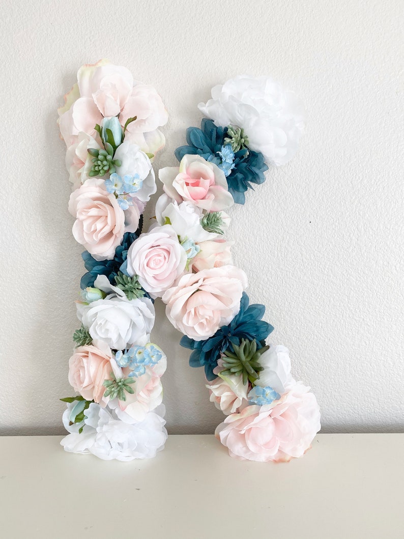 Floral Letter LARGE 15 19 or 24 Flower Letter Custom Letter Flower Letter Succulent Decor Boho Nursery Boho Theme Boho Baby Shower image 3