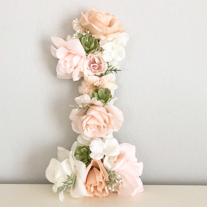 Flower Letter Floral Letter Floral Number Flower Number Blush Nursery Decor Shabby Chic Decor Floral Nursery Baby Shower Flower Wall image 8