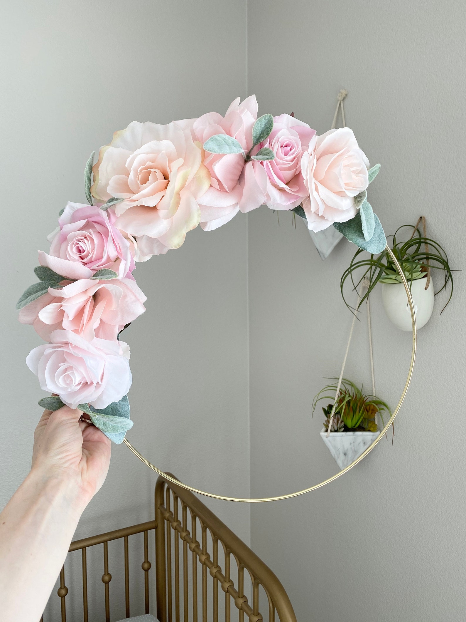 Large Flower Wall Decor Large Hoop Wreath Decor Large Floral Etsy