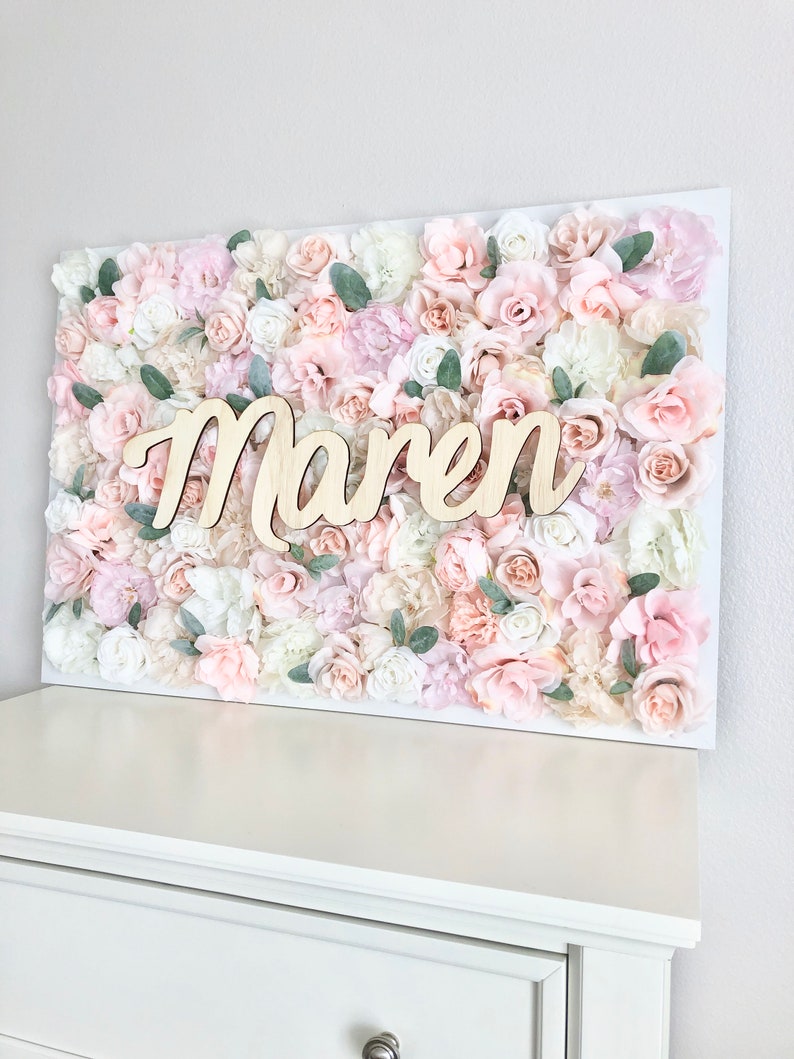 Blush Nursery Decor Girl Nursery Decor Girl Flower Wall Nursery Floral Wall Nursery Name Sign Girl Room Decor Girl Baby Shower Gift image 10