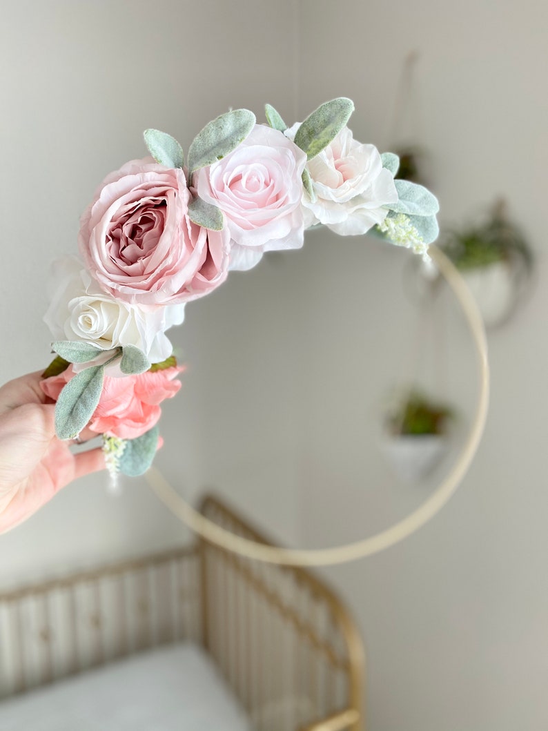 Large Flower Wall Decor Large Hoop Wreath Decor Large Floral Etsy