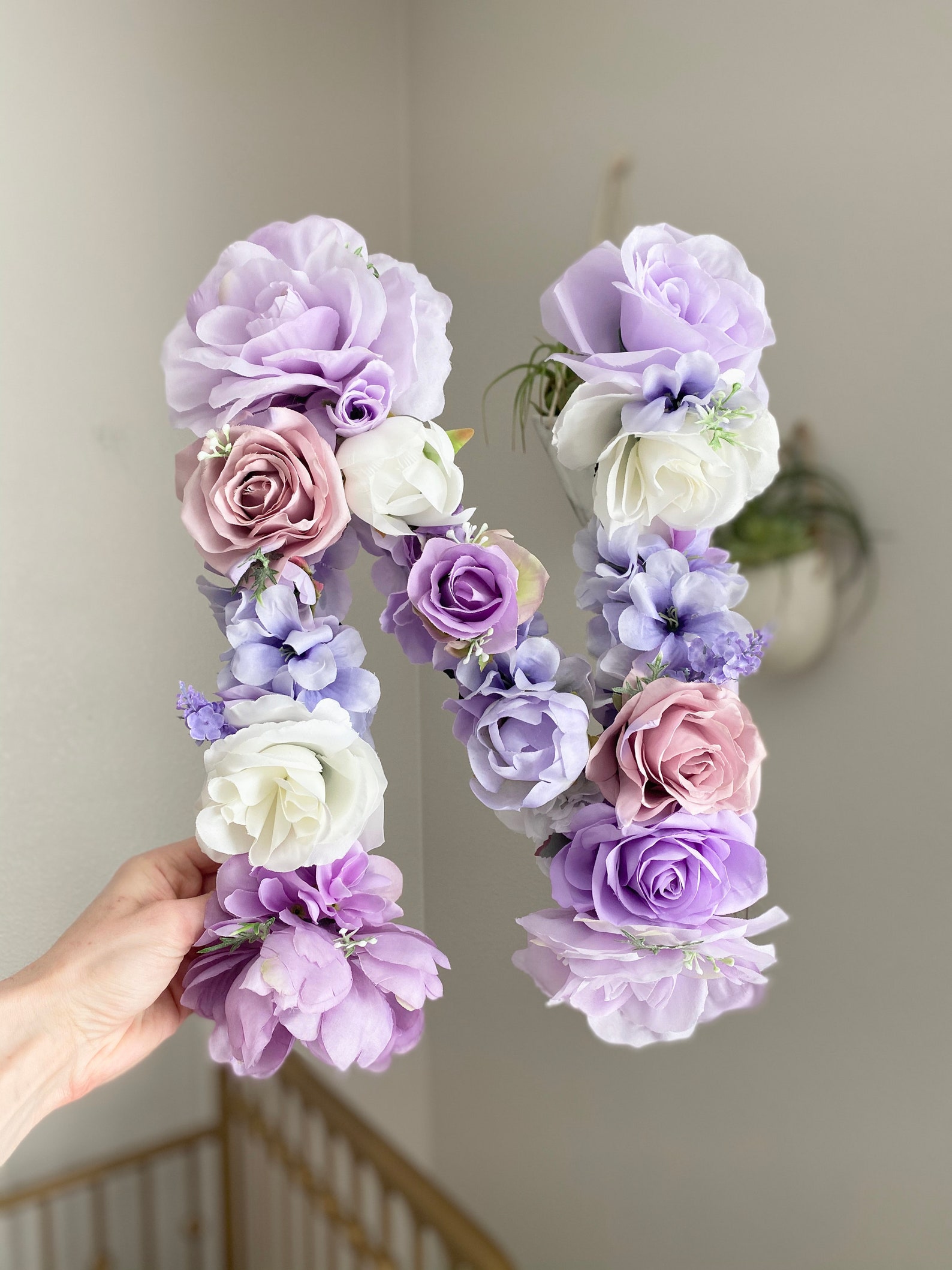 Floral Letter Name Sign Flower Letter Name Decor Flower Wall Etsy