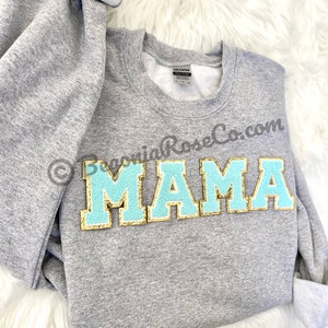 Boy MAMA Sweatshirt MAMA Crewneck MAMA Patch Sweatshirt Boy Mom Gift Mothers Day Gift Baby Shower Gift Pregnancy Reveal Mama to Be