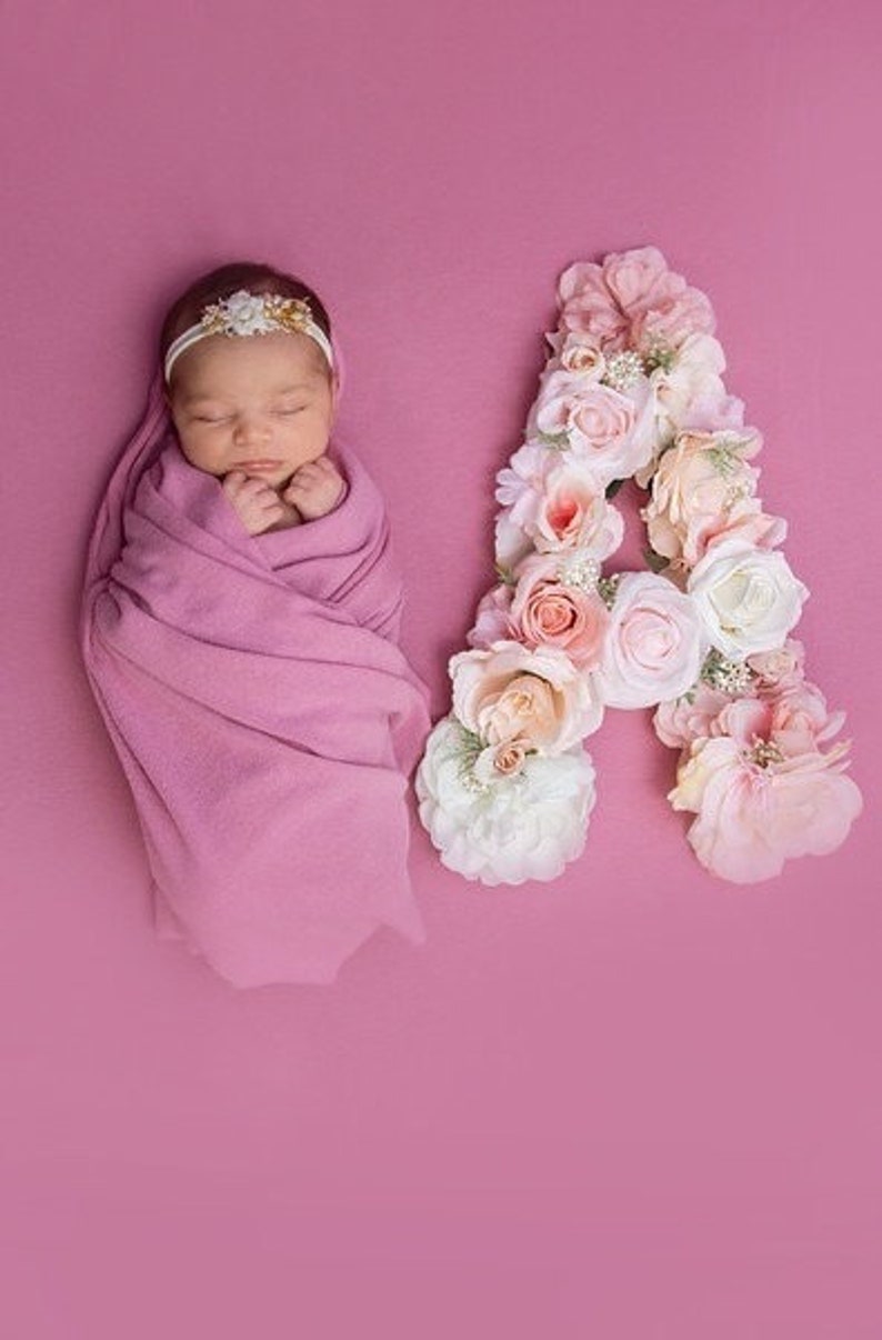 Floral Letter Name Sign Flower Letter Name Decor Flower Wall Etsy