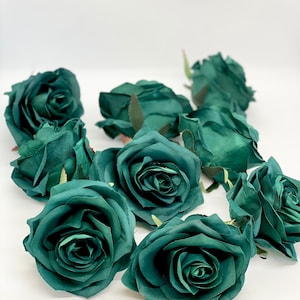 3.5 Emerald Artificial Rose Emerald Rose Dark Green Rose Forest Green Rose Emerald Silk Flower Dark Green Silk Flower Dark Green Emerald image 4