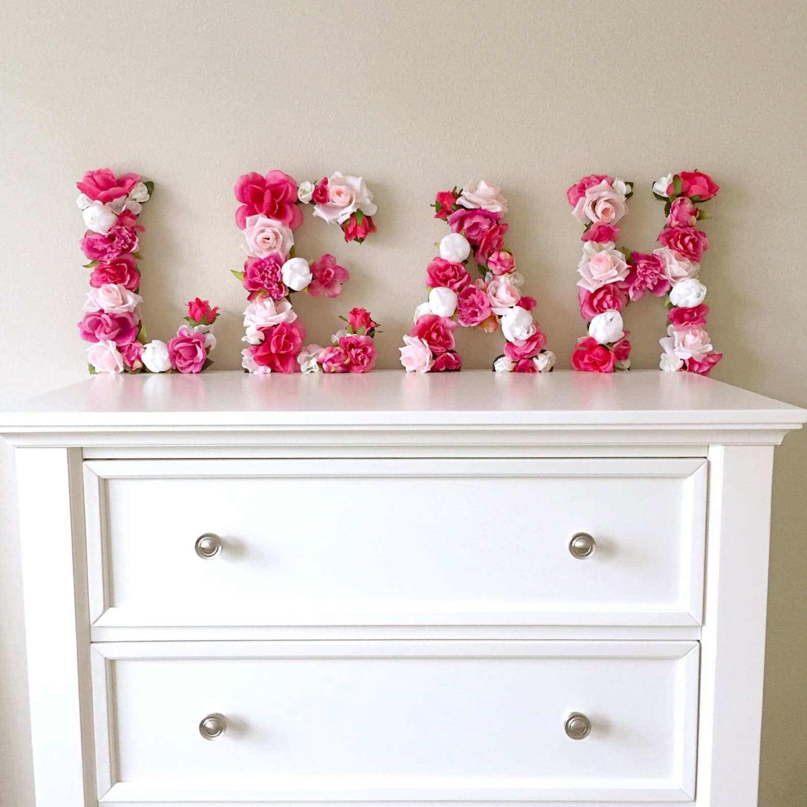 Floral Letter Flower Letter Baby Girl Nursery Wall Art Etsy