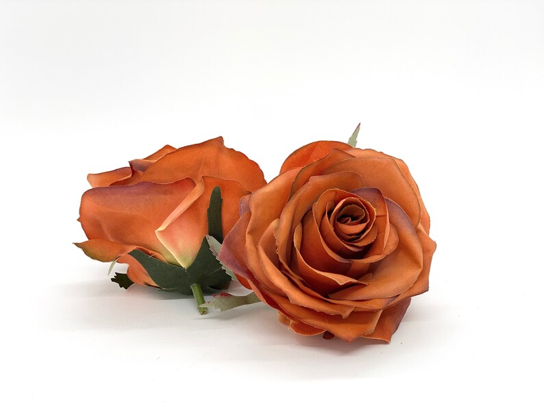 3.5 Burnt Orange Artificial Rose Rust Orange Rose Deep Etsy