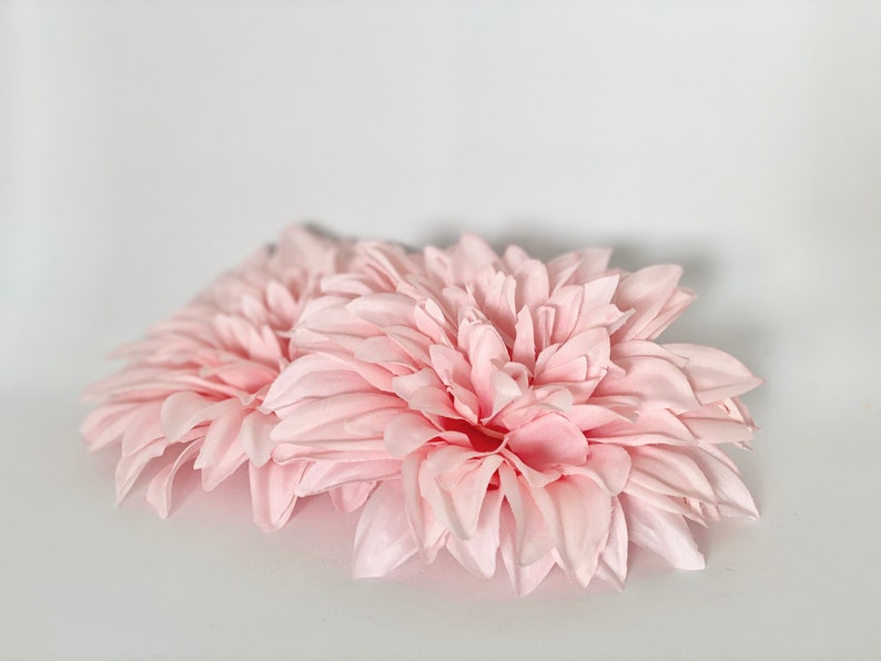 6 Large Baby Pink Dahlia Large Artificial Dahlia Wedding Flower Dahlia Silk Flower Dahlia Cake Flower Dahlia Party Decor Baby Shower Flower image 2