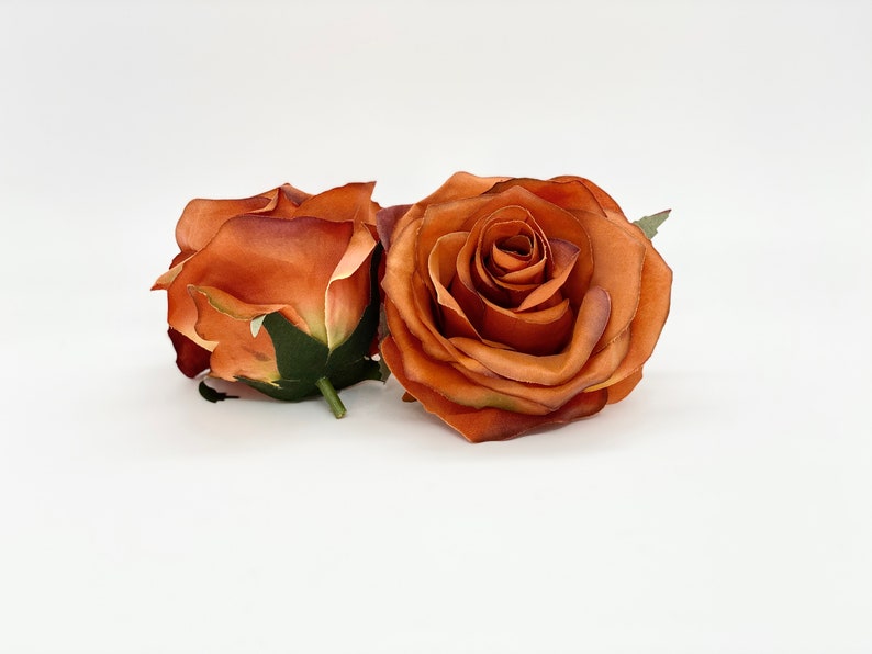 3.5 Burnt Orange Artificial Rose Rust Orange Rose Deep Etsy