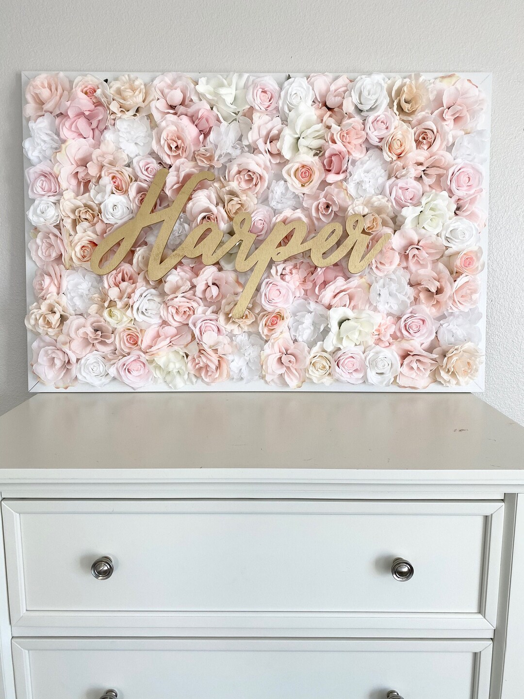 Flower Wall Name Sign Above the Crib Name Sign Nursery Name Decor Baby