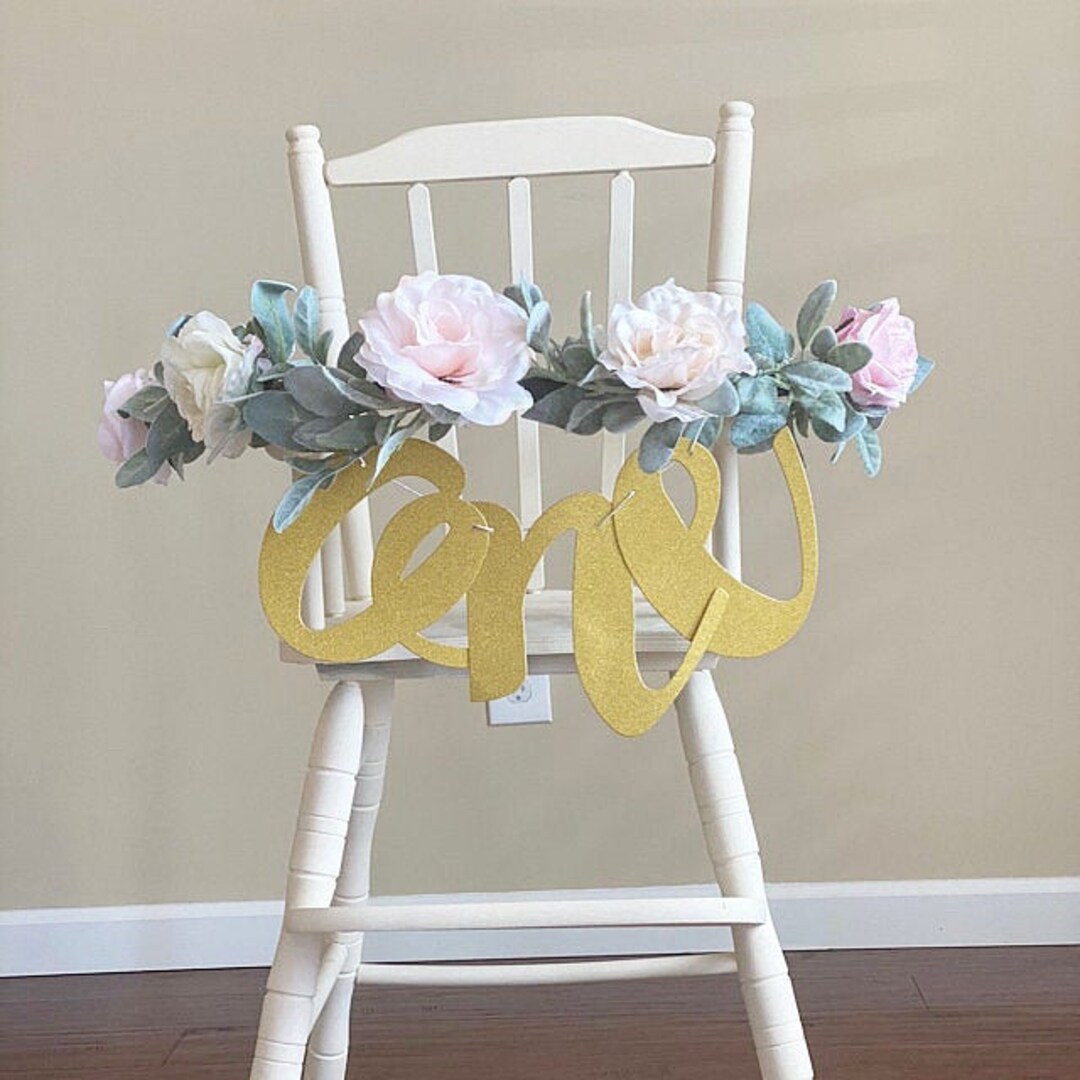 High Chair Garland High Chair Banner First Birthday Decor Girl Floral