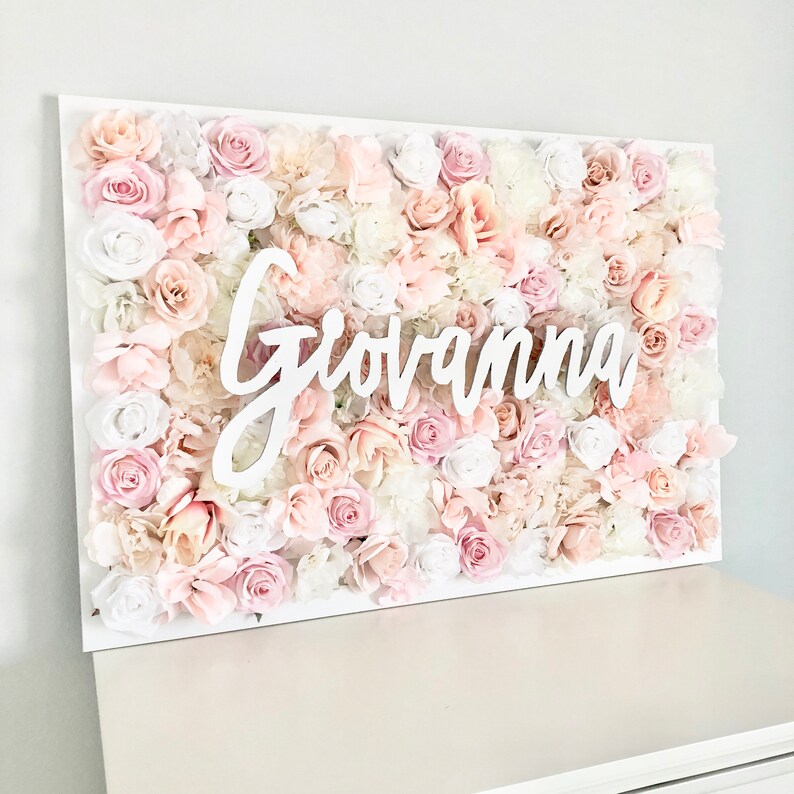 Girl Nursery Decor Nursery Wall Art Nursery Name Art Flower Wall Flower Letter Floral Letter Blush Nursery Neutral Nursery Rose Gold image 4