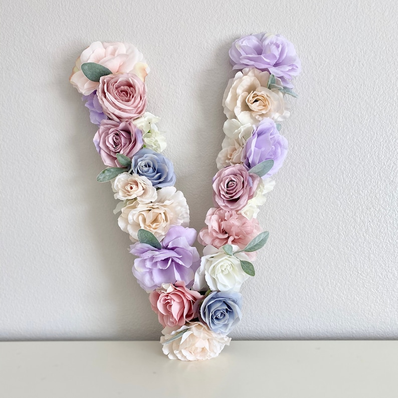 Floral Letter Name Sign Flower Letter Name Decor Flower Wall Etsy