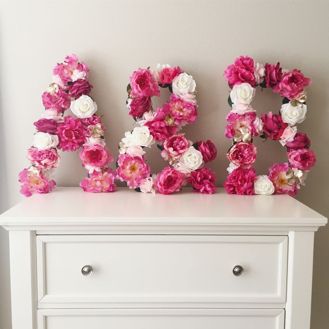 Nursery Wall Letter Floral Letter Flower Letter Letter Nursery Pink