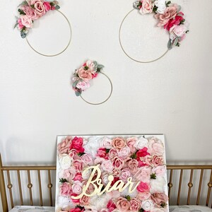 Custom Floral Hoop Girl Nursery Decor Girl Girl Nursery Wall Decor Flower Wall Decor Nursery Floral Hoop Nursery Floral Hoop Wreath image 6