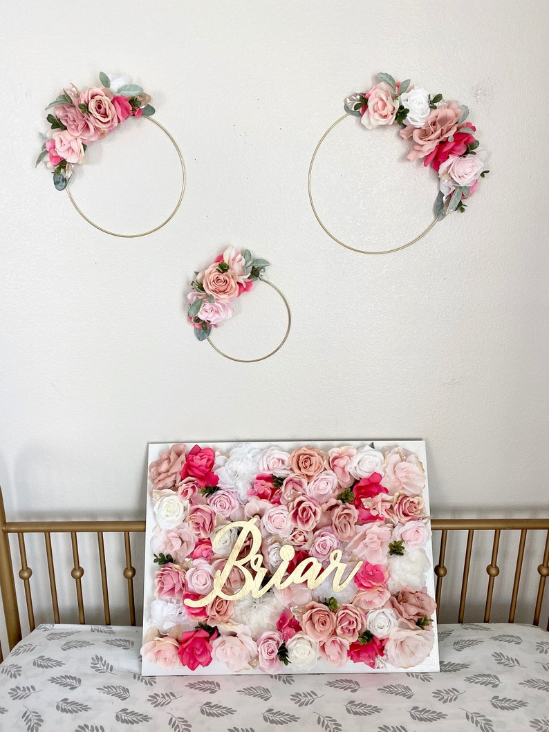 Custom Floral Hoop Girl Nursery Decor Girl Girl Nursery Wall Decor Flower Wall Decor Nursery Floral Hoop Nursery Floral Hoop Wreath image 6