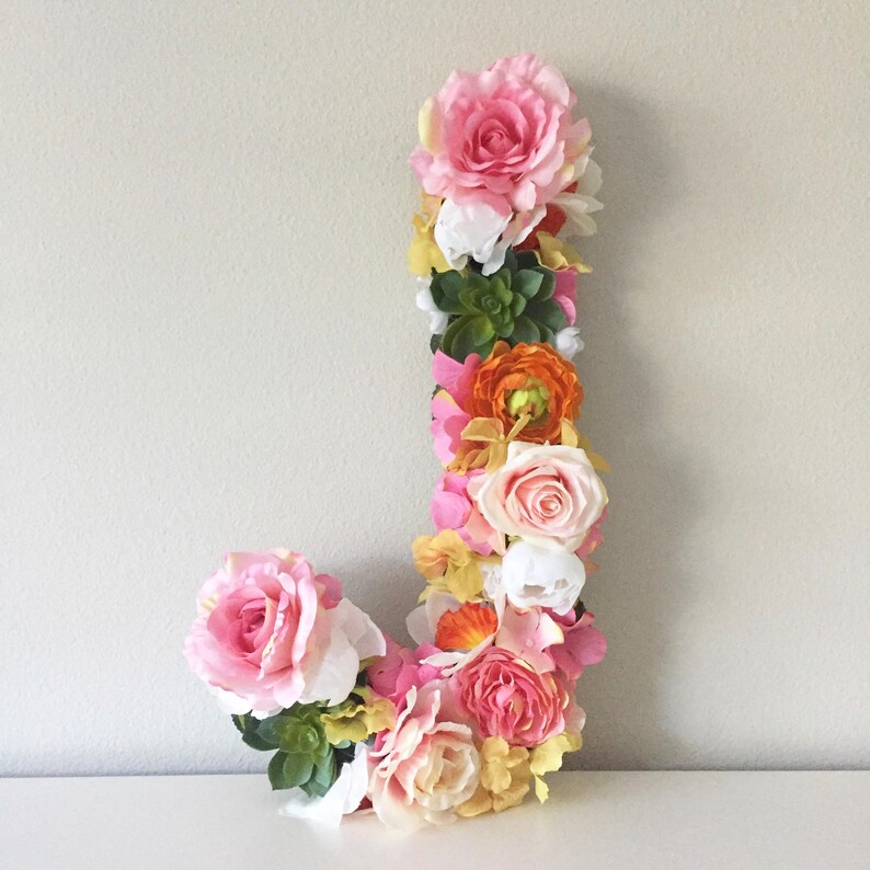Flower Letter Decor Custom Floral Letter Nursery Name Etsy