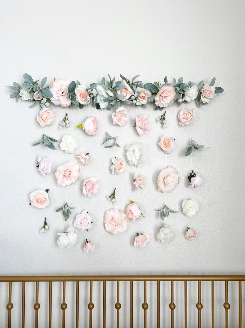 Blush Pink Floral Hanging Wall Flower Wall Art Floral Wall Etsy