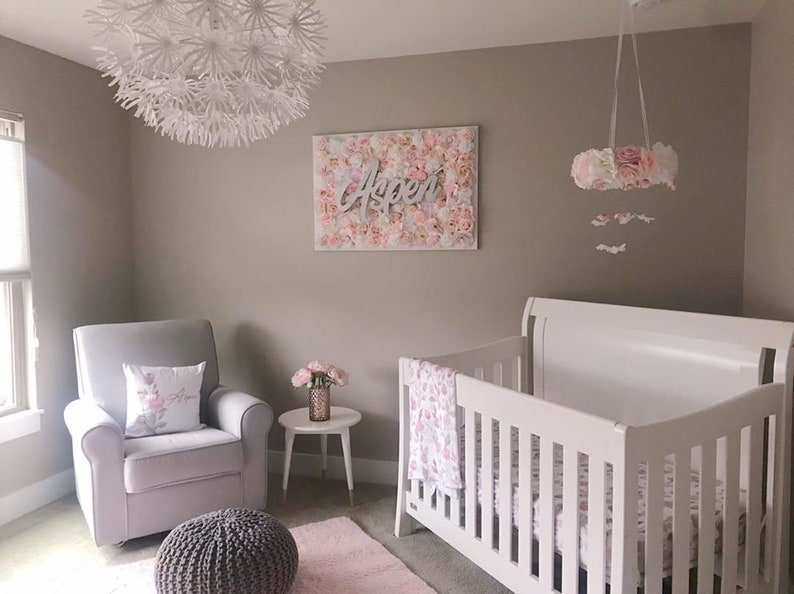Blush Pink Nursery Decor Flower Wall Nursery Decor Girl Baby Etsy