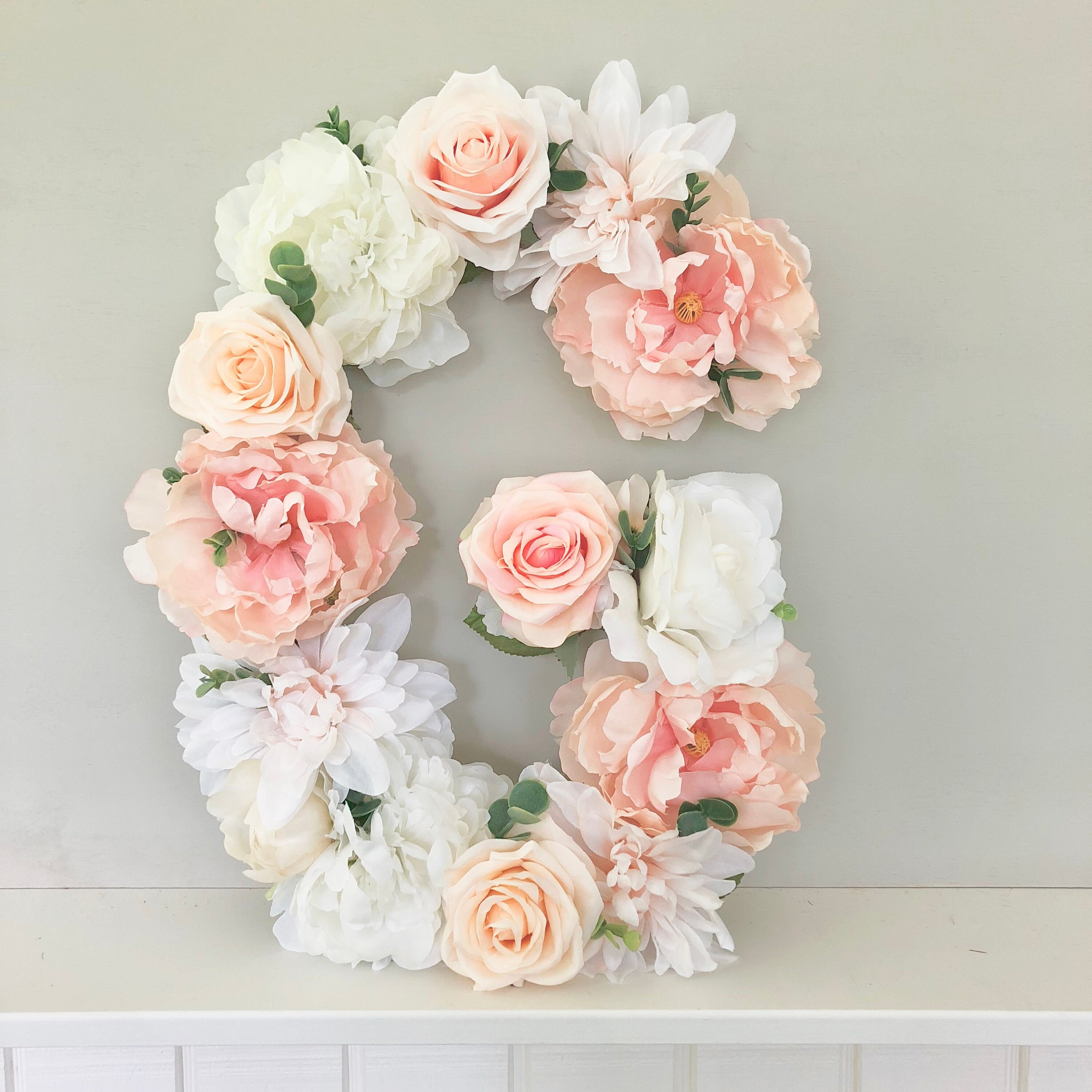 Flower Letter Floral Letter Shabby Chic Decor Peach Nursery Etsy