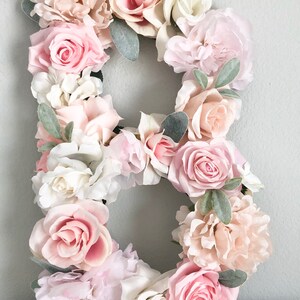 Floral Letter Nursery Flower Letter Girl Baby Gift Shabby Chic Decor Wedding Flower Wall Decor Floral Nursery Decor Peony Wall Flower image 10